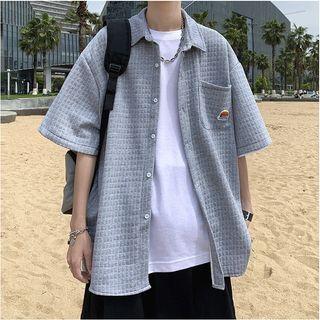 Elbow-sleeve Waffle Shirt