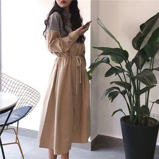 Two-tone A-line Midi Dress
