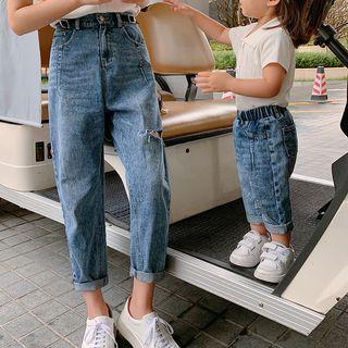 Family Matching Ripped Cropped Jeans
