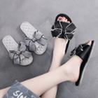 Contrast Trim Ribbon Slippers