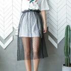 A-line Midi Sheer Skirt Black - One Size