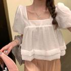 Short-sleeve Square-neck Top / Wide Leg Pants / Set