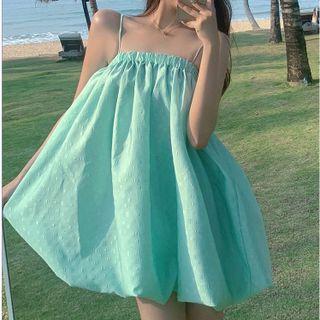 Spaghetti Strap Puffy Mini A-line Dress