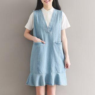 Ruffle Hem Dungaree Dress
