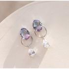 925 Sterling Silver Crystal Dangle Earring 1 Pair - As Shown In Figure - One Size