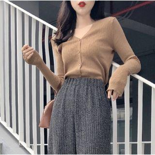 V-neck Knit Top / Wide Leg Pants