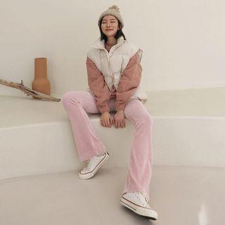 Velvet Ribbed Boot-cut Pants