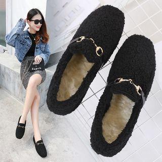 Buckled Fleece Loafers