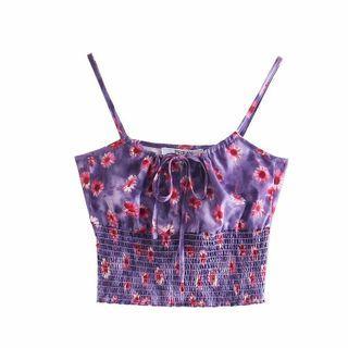 Floral Tie-dye Print Cropped Camisole Top
