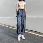 Frayed Paneled Drawstring Jeans