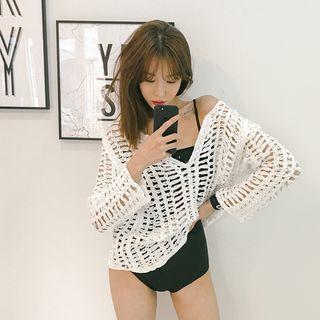 V-neck Coverup Open-knit Top