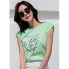 Cap-sleeve L Me-printed T-shirt Neon Green - One Size