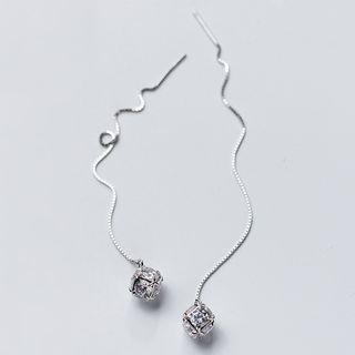 S925 Sterling Silver Cube Threader Earring