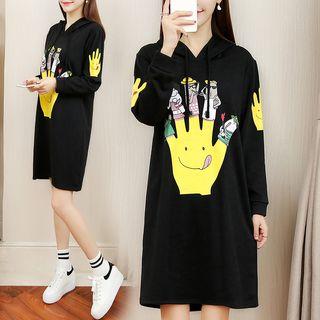 Printed Mini Hoodie A-line Dress