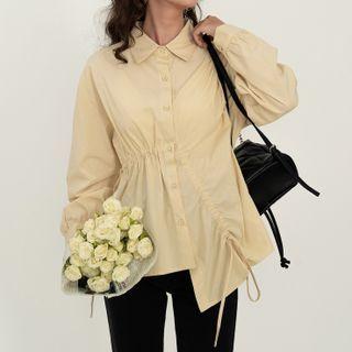 Long Sleeve Asymmetrical Drawstring Shirt