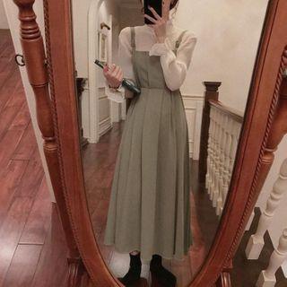 Pleated Overall Dress