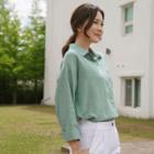 Pocket-front Dip-back Linen Blend Shirt