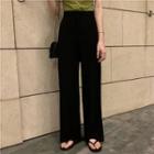 Puff-sleeve T-shirt / High-waist Wide-leg Pants