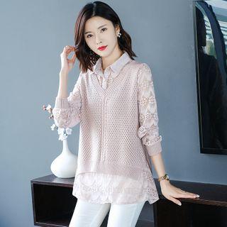 Mock Two-piece Lace Shirt