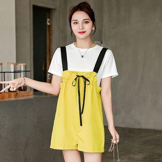 Set: Ribbon Jumper Shorts + Short-sleeve T-shirt