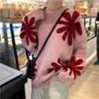 Floral Print Round-neck Sweater