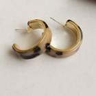 Leopard Print Mini Open Hoop Earring 1 Pair - Gold - One Size