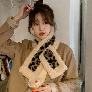 Leopard Print Fleece Scarf Leopard - One Size