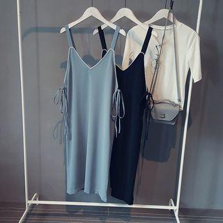 Contrast Trim Chiffon Pinafore Dress
