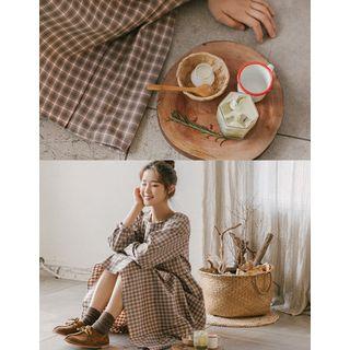 Round-neck Long Plaid Dress