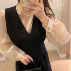 Perspective Lantern Sleeve Top / V-neck Tank Dress