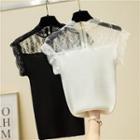 Sleeveless Mock-neck Lace Slim-fit Top