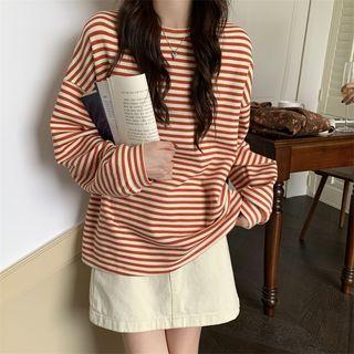 Long Sleeve Striped Oversized Sweatshirt