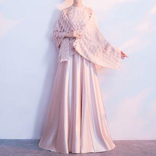 Sleeveless Fringe Evening Gown / Scarf