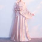 Sleeveless Fringe Evening Gown / Scarf