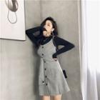Plain Strappy A-line Dress / Long-sleeve T-shirt