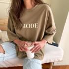 Mode Letter 3/4-sleeve T-shirt Brown - One Size