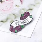 Alloy Rose Lettering Brooch White - One Size