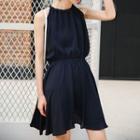 Halter-neck A-line Dress Black - One Size
