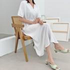 Drawcord-waist Long Flare Dress