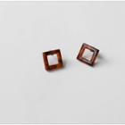 Openwork Square Ear Studs Brown - One Size