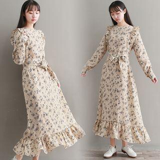 Ruffle Hem Floral Maxi Dress