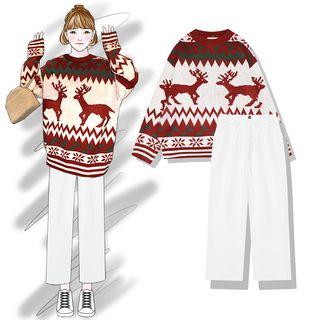 Jacquard Sweater / Straight-cut Pants