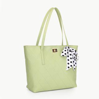 Print Embroidered Tote Bag
