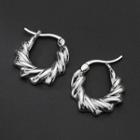 Crinkled Hoop Earring 1 Pair - Silver - One Size