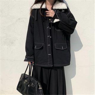 Long-sleeve Denim Jacket Black - One Size