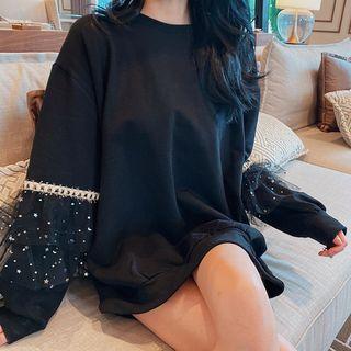 Mesh Panel Pullover Black - One Size