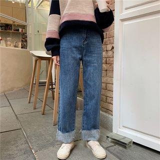 High-waist Oversize Fleece-lined Jeans