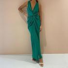 Sleeveless Twist-front Slit Midi Dress