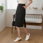 Pocket-side Buttoned-slit Long Skirt