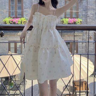 Spaghetti-strap Frill Trim Mini A-line Dress
